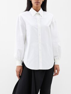 Рубашка из хлопкового поплина с объемными рукавами Alexander McQueen, белый