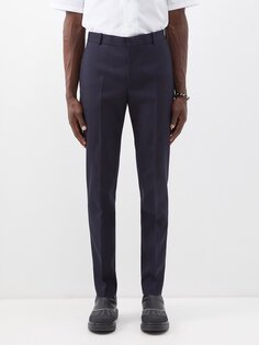 Костюмные брюки из шерсти и габардина Alexander McQueen, синий