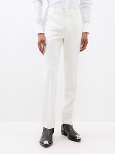 Костюмные брюки de poudre из шерстяной ткани Alexander McQueen, белый