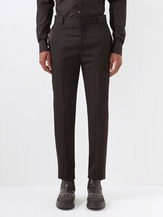 Узкие брюки-смокинг из шерстяной ткани de poudre Alexander McQueen, черный