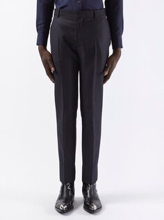 Строгие костюмные брюки из шерсти с застежкой спереди Alexander McQueen, синий
