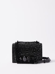 Кожаная сумка через плечо knuckle с кристаллами Alexander McQueen, черный