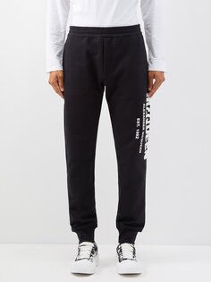 Спортивные брюки из хлопкового джерси с логотипом graffiti Alexander McQueen, черный