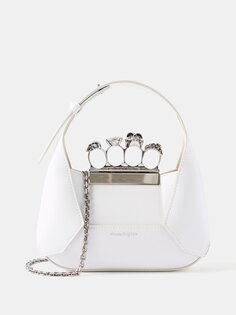 Миниатюрная сумка на плечо four ring из кристаллов и кожи Alexander McQueen, белый