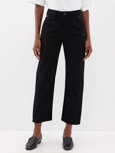 Укороченные джинсы прямого кроя с перекрученными швами Lemaire, черный