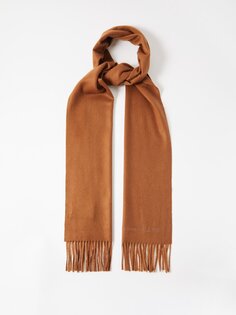 Кашемировый шарф с вышитым логотипом Alexander McQueen, коричневый