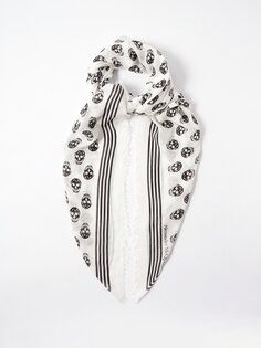 Модальный шарф с принтом черепа Alexander McQueen, белый
