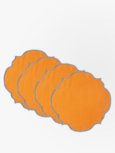 Набор из четырех хлопковых салфеток икат. Les Ottomans, оранжевый