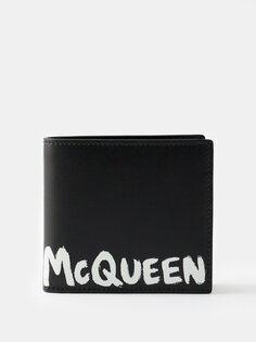 Складной кожаный кошелек с принтом граффити Alexander McQueen, черный
