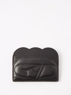 Кожаный картхолдер с зубчатым краем Alexander McQueen, черный