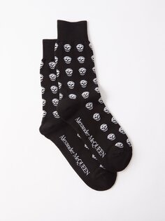 Носки из смесового хлопка с жаккардовым рисунком черепа Alexander McQueen, черный