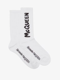 Носки из смесового хлопка с логотипом graffiti Alexander McQueen, белый