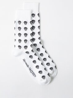 Носки из смесового хлопка с жаккардовым рисунком черепа Alexander McQueen, белый