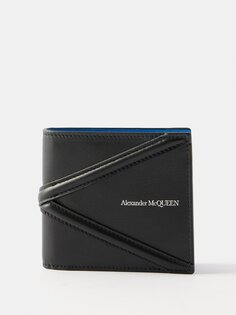 Складной кожаный кошелек harness Alexander McQueen, черный