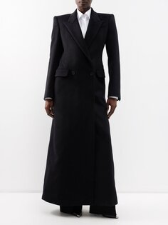 Двубортное пальто макси из смесового кашемира Alexander McQueen, черный