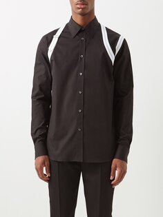 Рубашка harness из хлопкового поплина Alexander McQueen, черный
