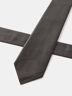Кожаный галстук с тисненым логотипом Alexander McQueen, черный