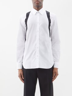 Рубашка из хлопкового поплина с принтом harness Alexander McQueen, белый