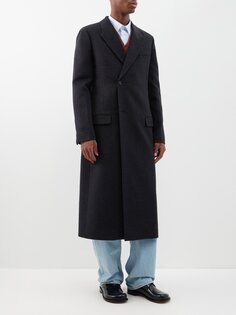 Двубортное пальто из смесовой шерсти LOEWE, серый