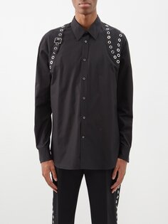 Рубашка harness с заклепками из хлопка Alexander McQueen, черный