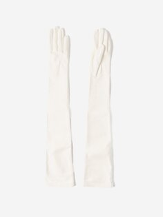 Длинные кожаные перчатки с тисненым логотипом Alexander McQueen, белый