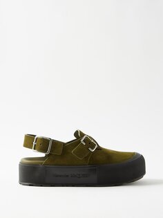Замшевые сандалии mount slick с пряжками Alexander McQueen, зеленый