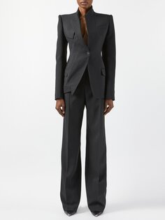 Асимметричный пиджак из шерсти Alexander McQueen, черный