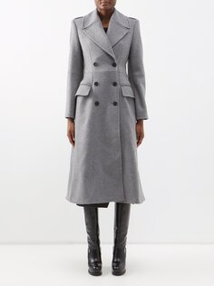 Двубортное валяное пальто из смесовой шерсти. Alexander McQueen, серый