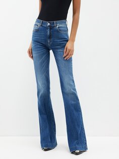 Расклешенные джинсы из эластичного денима с высокой посадкой Alexander McQueen, синий