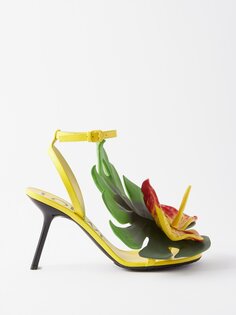 Кожаные босоножки anthurium 90 с аппликацией LOEWE, желтый