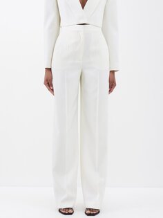 Классические брюки из шерстяного твила с высокой посадкой Alexander McQueen, белый