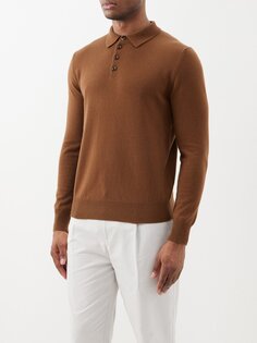Кашемировый свитер-поло Allude, коричневый