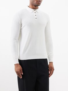 Кашемировая рубашка-поло с длинными рукавами Allude, бежевый