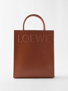 Кожаная сумка-тоут a4 с тисненым логотипом LOEWE, коричневый