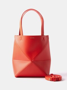 Миниатюрная кожаная сумка-тоут puzzle fold LOEWE, оранжевый