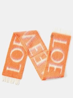 Шарф из жаккардового мохера с логотипом LOEWE, оранжевый