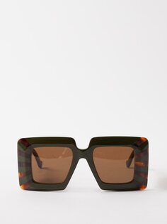 Крупные квадратные солнцезащитные очки черепаховой расцветки из ацетата LOEWE, зеленый