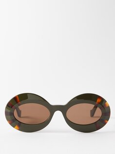 Круглые солнцезащитные очки из ацетата в полоску LOEWE, зеленый
