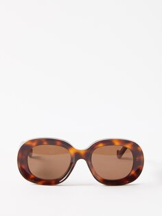 Овальные солнцезащитные очки черепаховой расцветки из ацетата LOEWE, коричневый