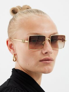 Солнцезащитные очки в металлической оправе в квадратной оправе с логотипом anagram LOEWE, золото