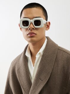 Завышенные квадратные солнцезащитные очки из ацетата LOEWE, белый
