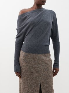 Кашемировый свитер paxi с открытыми плечами Altuzarra, серый