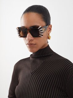 Полосатые квадратные солнцезащитные очки из ацетата LOEWE, коричневый