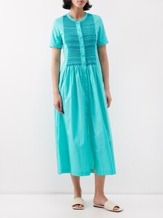 Платье миди dinara с присборками из хлопка Loretta Caponi, синий