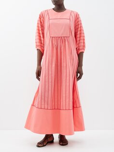 Платье ariel из поплина с вышивкой Loretta Caponi, розовый