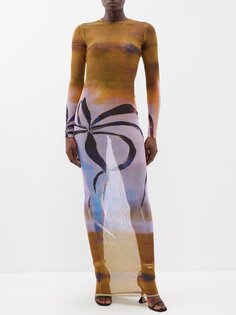Платье high tide из переработанной сетки с принтом Louisa Ballou, мультиколор
