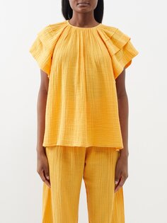 Хлопковая блузка tulsi с защипами Anaak, оранжевый