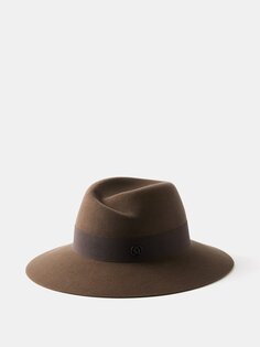 Шляпа-федора virginie из шерстяного фетра Maison Michel, коричневый