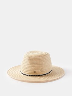 Соломенная шляпа-федора kyra с джинсовой отделкой Maison Michel, бежевый