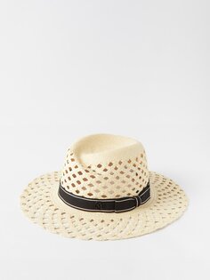 Соломенная шляпа-федора virginie с лентой Maison Michel, бежевый